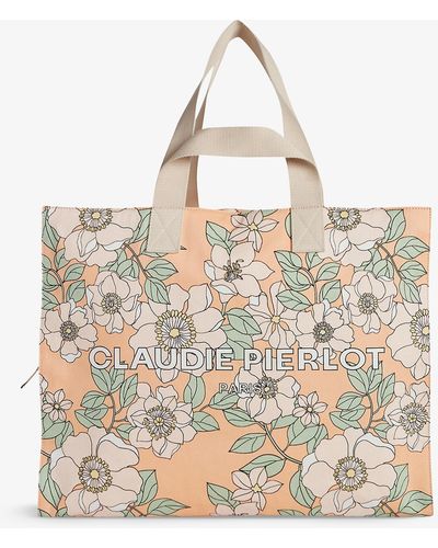 Claudie Pierlot Logo-branded Floral-print Recycled-cotton Tote Bag - Natural