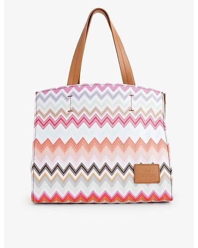 Missoni Pinkchevron-pattern Small Cotton-blend Tote Bag