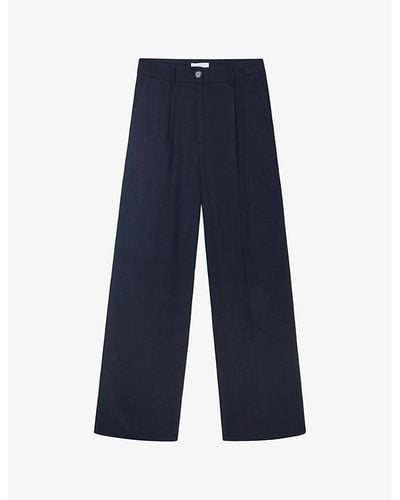 The White Company Wide-leg Mid-rise Woven Trousers - Blue