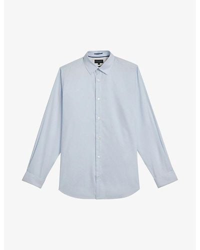 Ted Baker Regular-fit Cotton-blend Shirt - Blue