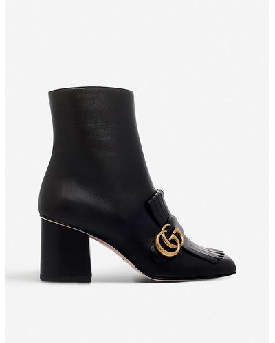 Gucci Marmont GG Suede Ankle Boots - Black
