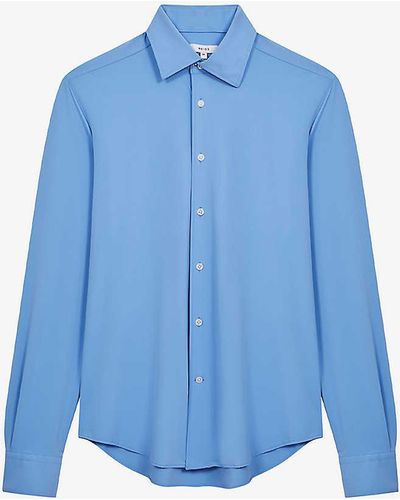 Reiss Voyager Slim-fit Stretch-woven Travel Shirt X - Blue