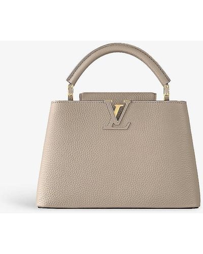 Louis Vuitton Capucines Bb Leather Top-handle Bag - Natural