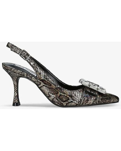 Steve Madden Closeup Jewel-embellished Heeled Woven Court Shoes - Metallic