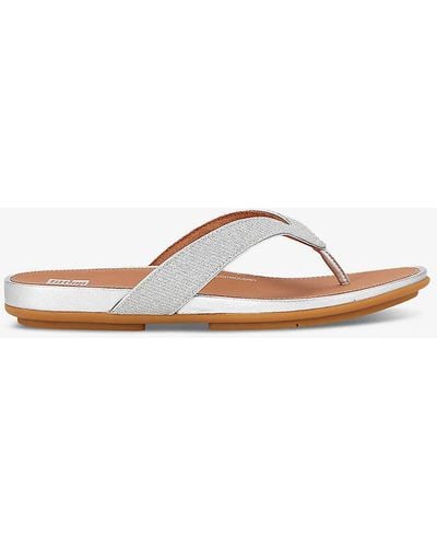 Fitflop Gracie Two-toned Woven Flip Flops - White