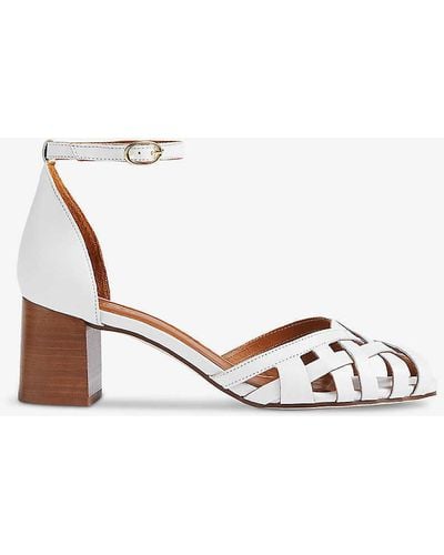 LK Bennett Noemia Plaited Leather Heeled Sandals - White