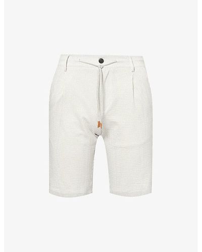 Eleventy Drawstring-waist Slip-pocket Cotton-blend Shorts - White