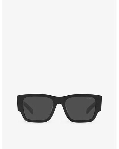 Prada Pr 10zs Pillow-frame Acetate Sunglasses - Gray