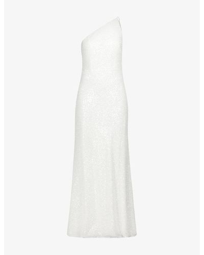 Jenny Yoo Zara One-shoulder Sequin Gown - White