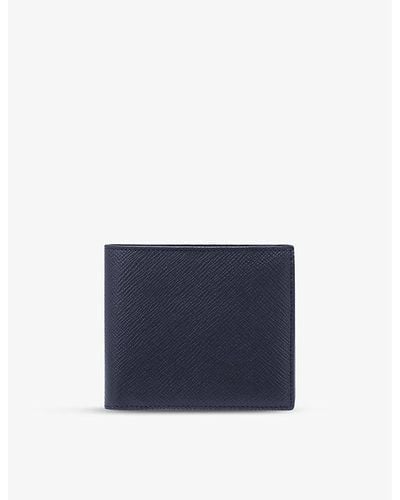 Smythson Vy Ludlow Bi-fold Grained Leather Wallet - Blue