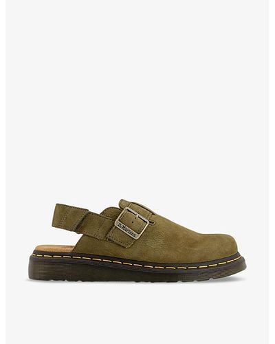 Dr. Martens Jorge Ii Flat Suede Leather Mules - Green