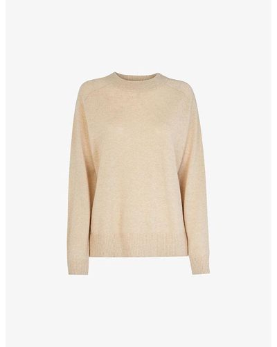Whistles Crewneck Knitted Cashmere Sweater - Natural