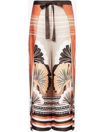 Max Mara Blasone Abstract-pattern Wide-leg High-rise Woven Trousers - White