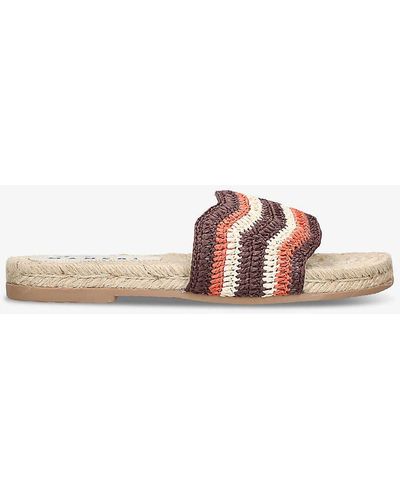 Manebí Single-strap Striped Flat Raffia Sandals - Multicolour