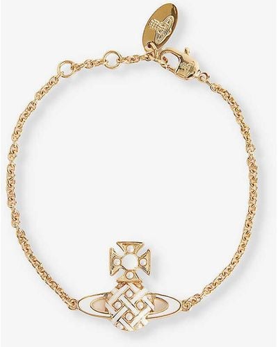 Vivienne Westwood Cassie Bas Relief Brass And Enamel Bracelet - White