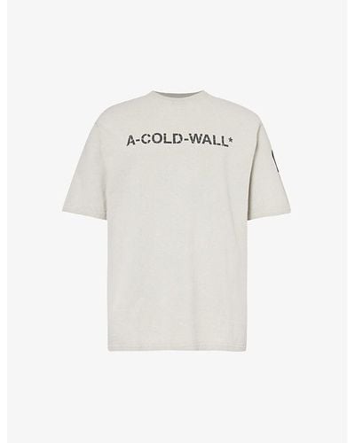 A_COLD_WALL* Overdye Logo-print Cotton-jersey T-shirt - White