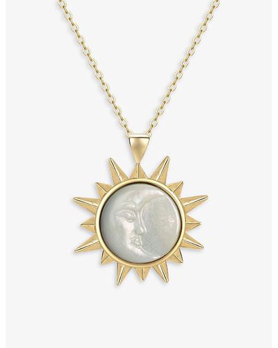 Celeste Starre Sun And Moon Magic Recycled 18ct Yellow -plated Brass And Mother Or Pearl Pendant Necklace - Metallic