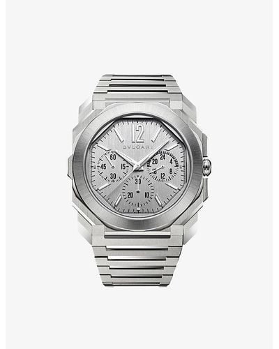 BVLGARI Unisex Octo Finissimo Chronograph Gmt Stainless-steel Watch - Grey