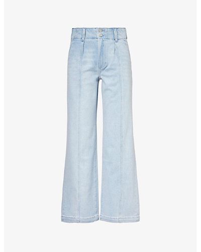 PAIGE Brooklyn 31 Wide-waistband Wide-leg High-rise Stretch-denim Jeans - Blue