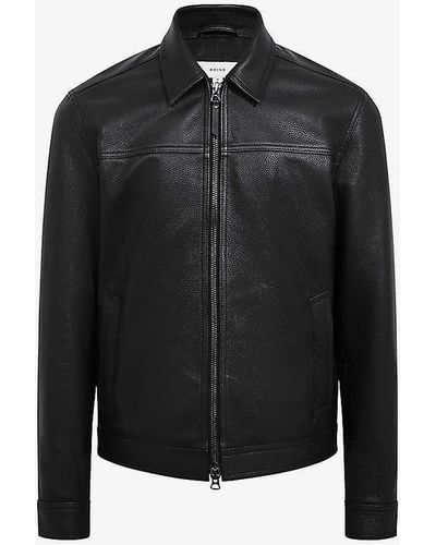 Reiss Roland Classic-fit Leather Biker Jacket - Black