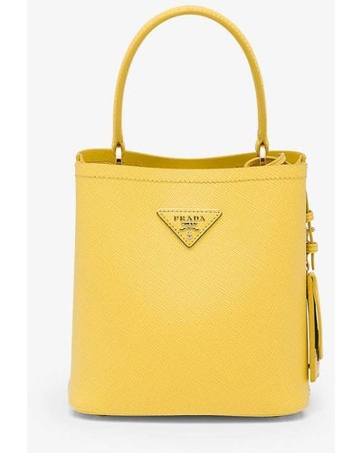 Prada Panier Small Saffiano-leather Top-handle Bag - Yellow