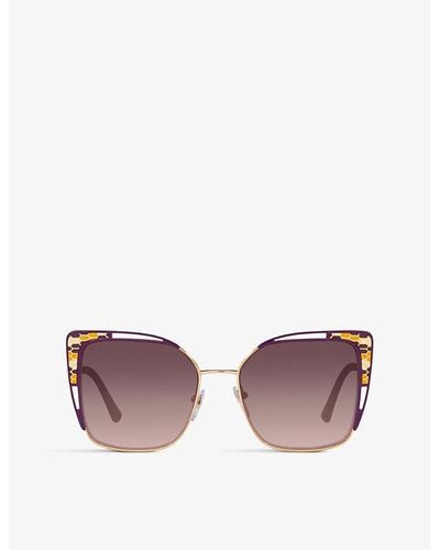BVLGARI Bv6179 Square-frame Metal Sunglasses - Purple