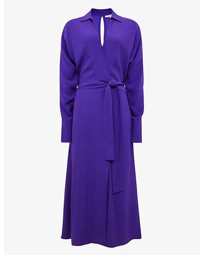 Reiss Cecily Wrap Woven Midi Dress - Purple
