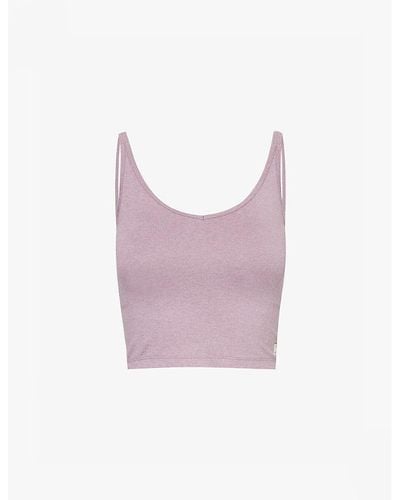 Vuori Halo Performance Scoop-neck Cropped Stretch-recycled Polyester Top - Purple