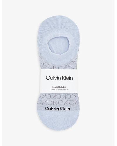 Calvin Klein Logo-print Pack Of Two Stretch-cotton Blend Socks - White