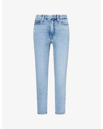 GOOD AMERICAN Good Waist Slim-leg High-rise Stretch-organic Denim Jeans - Blue