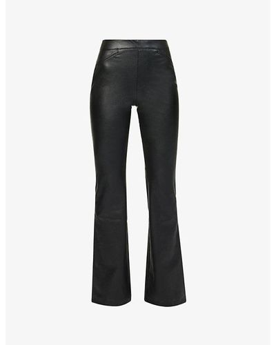 Spanx Leather-look High-rise Stretch-woven Trousers - Black