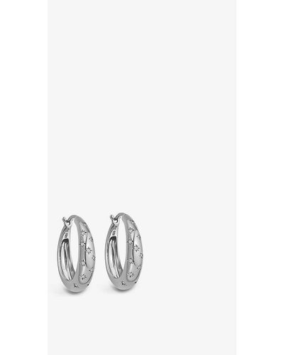 Astley Clarke Celestial Mini Star-engraved Sterling-silver And White Sapphire Hoop Earrings