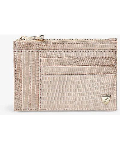 Aspinal of London Logo-embossed Zipped Leather Card Holder - White