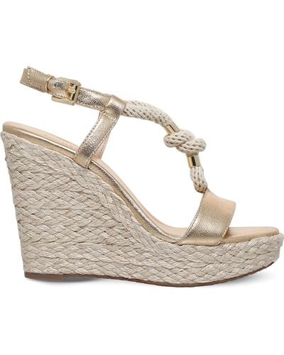 MICHAEL Michael Kors Holly Wedge Leather And Rope Sandals - Metallic