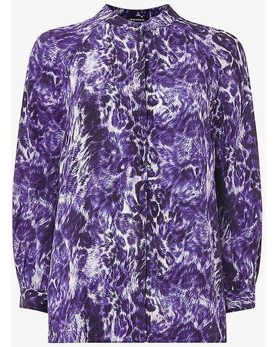 Whistles Abstract Leopard-print Regular-fit Eco Viscose-blend Shirt - Purple