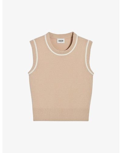 Claudie Pierlot Striped Sleeveless Knitted Sweater - Natural