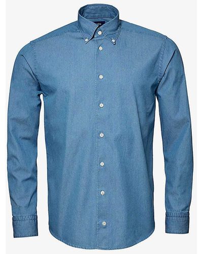 Eton Button-down Slim-fit Denim-twill Shirt - Blue