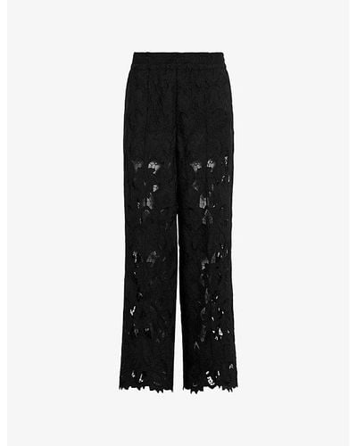 AllSaints Charli Lace-embroidered Elasticated-waist Woven Pants - Black