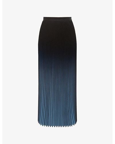 Reiss Marlie Ombre-print Pleated Woven Maxi Skirt - Blue