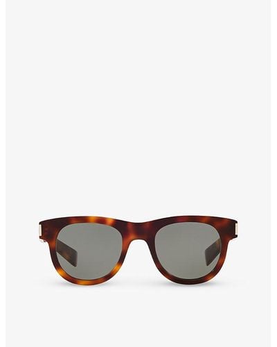 Saint Laurent Sl571 Round-frame Tortoiseshell Acetate Sunglasses - Brown