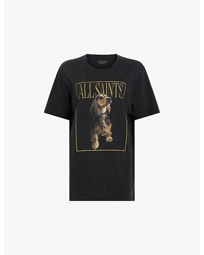AllSaints Pepper Graphic-print Relaxed-fit Organic-cotton T-shirt - Black