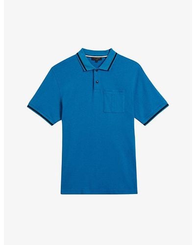 Ted Baker Wayfar Regular-fit Cotton-pique Polo Shirt - Blue