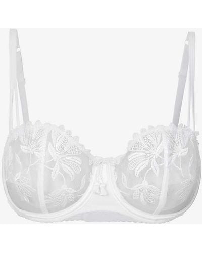 Aubade Lovessence Floral-embroidered Lace Underwired Bra - White