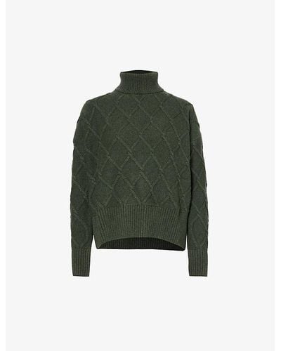 Barbour Perch Turtle-neck Wool-blend Sweater - Green