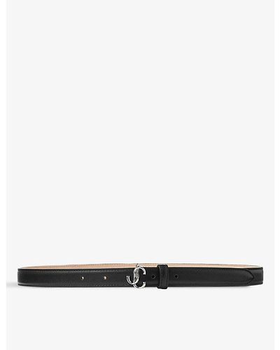 Jimmy Choo Helina Brand-plaque Mini Leather Belt - White