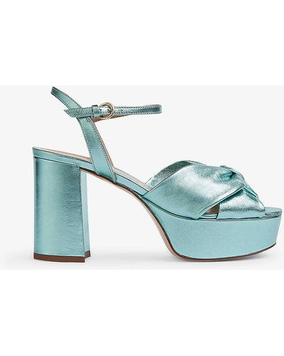 LK Bennett Aniyah Metallic-leather Platform Sandals - Blue