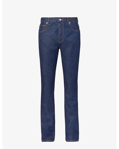 Gucci Brand-embossed Mid-rise Straight-leg Jeans - Blue