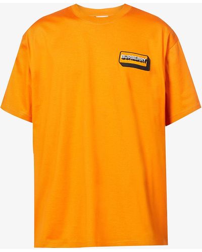 Burberry Kay Brand-patch Cotton-jersey T-shirt - Orange