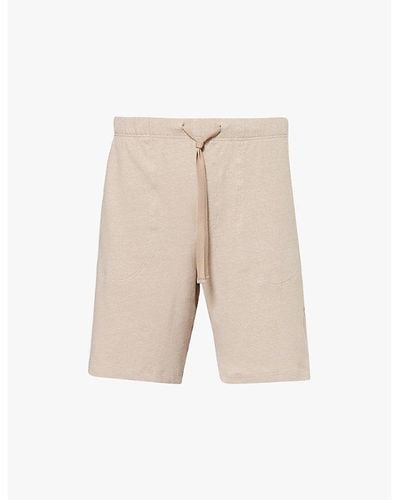 Hanro Savan Drawstring-waist Stretch-cotton And Linen Pajama Shorts - Natural
