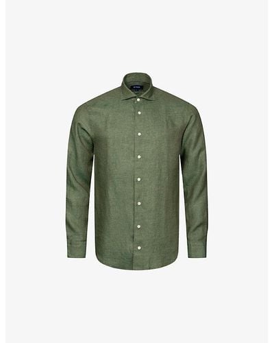 Eton Solid Slim-fit Linen Shirt - Green
